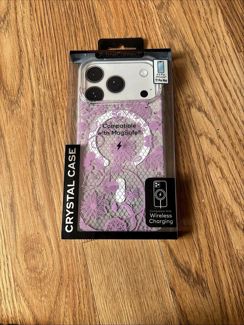 PrimeCables Floral Crystal Case Purple Wireless Charging